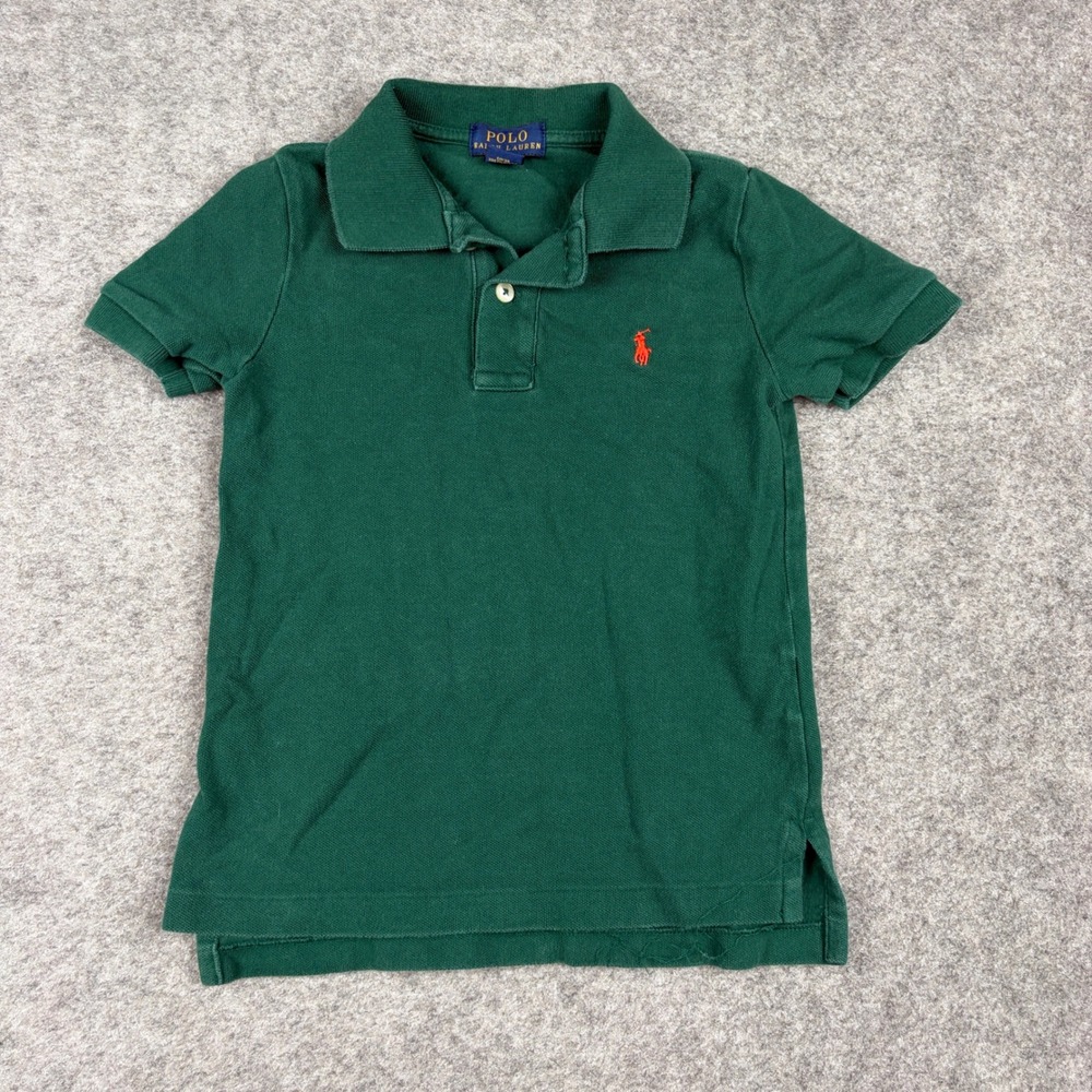 Polo Ralph Lauren Polo Shirt Kids 4/4T Green Short Sleeve Pique Cotton Pony Logo